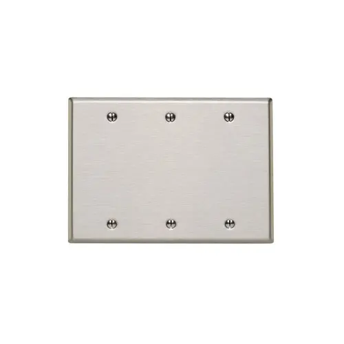 Leviton 3-Gang Blank Device Wallplate, Standard Size, Non-Magnetic Stainless Steel