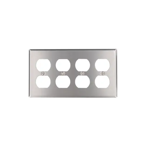 4-Gang Duplex Wallplate, Standard Size, Non-Magnetic Stainless Steel, Satin Finish