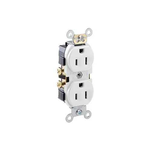 15 Amp Duplex Receptacle/Outlet, Commercial Grade, Self-Grounding CR15-W