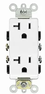 LEVITON DR20-W Decora Plus™ Outlet, Self Grounding Straight Blade Duplex Receptacle 20 A, 5-20R blanc
