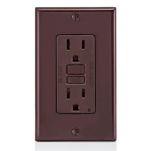 Leviton 15 Amp, Self Test, Non Tamper-Resistant Slim GFCI Outlet with LED Indicator Light