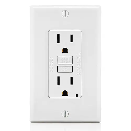 Leviton 15 Amp, Self Test, Non Tamper-Resistant Slim GFCI Outlet with LED Indicator Light