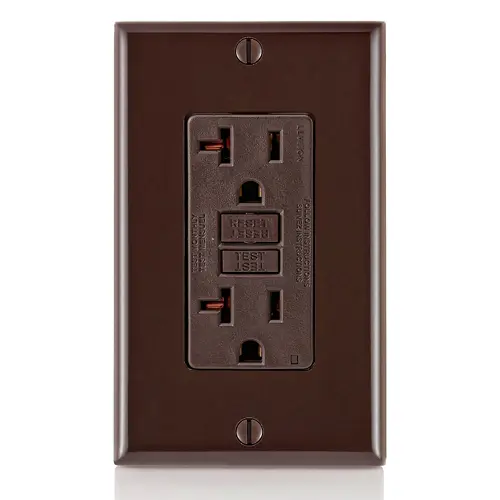 Leviton GFNT2 Self-Test SmartlockPro Slim GFCI Non-Tamper-Resistant Receptacle with LED Indicator, 20 Amp, Brown