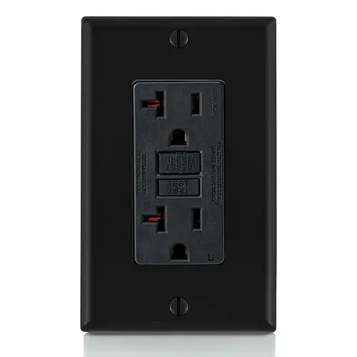 Leviton GFCI Outlet, 20 Amp, Self Test, Non Tamper-Resistant with LED Indicator Light, Protection from Electric Shock and Electrocution, GFNT2-E, Black