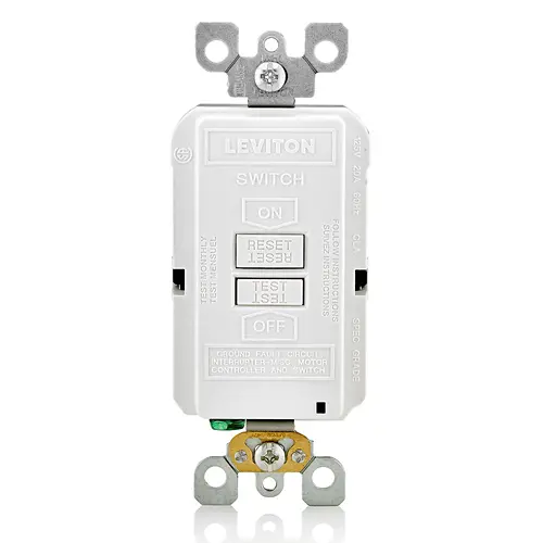 Leviton GFRBF-W Self-Test SmartlockPro Slim Blank Face GFCI Receptacle with LED Indicator, 20 Amp, White by Leviton