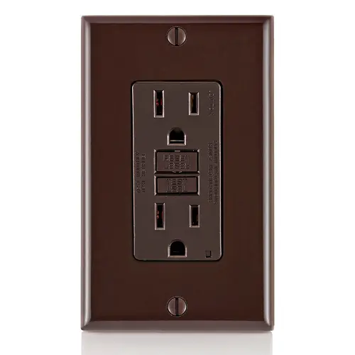 LEVITON GFTR1 Tamper-Resistant GFCI Duplex Receptacle 20 A, Brown