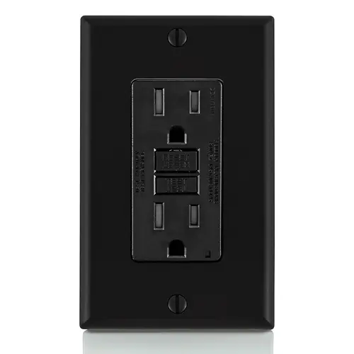 Leviton GFCI Receptacle, 15 Amp Tamper-Resistant, GFTR1-E, Black