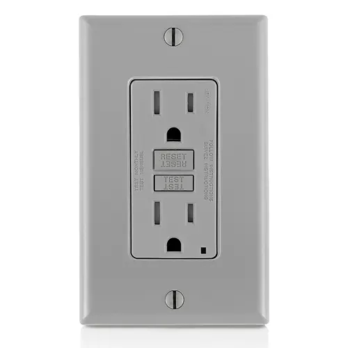 Leviton GFCI Receptacle, 15 Amp Tamper-Resistant, GFTR1-GY, Grey