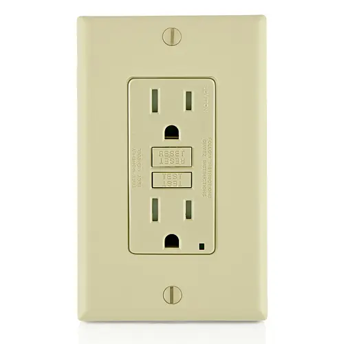 Leviton 15 Amp, Self Test, Tamper-Resistant Slim GFCI Outlet with LED Indicator Light