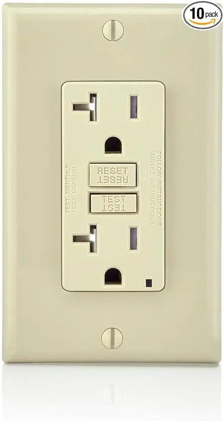 Leviton GFTR2-I Smartest Self-Test Smartlockpro Slim GFCI Tamper-Resistant Receptacle with LED Indicator, 20-Amp, 
