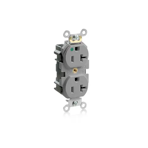 Leviton M8300-HGY Receptacle straight duplex hospital 2P 3W 125V 20AMP grey