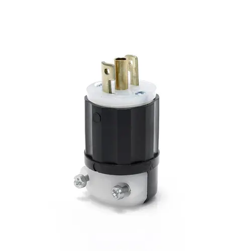 Leviton Mini Locking Plug, 15 Amp, 125 Volt, Industrial Grade, Black & White ML2-P