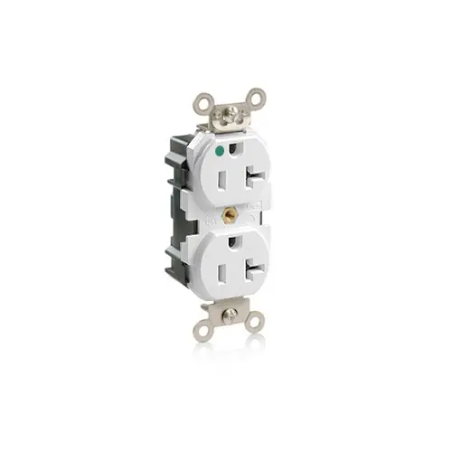 Leviton MT830-W Lev-Lok Modular Wiring Device 20-Amp, 125 Volt, Narrow Body Duplex Receptacle, Straight Blade, Hospital Grade, Self Grounding, Tamper-Resistant, White