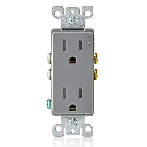 LEVITON 15 Amp Decora Tamper-Resistant Duplex Outlet/Receptacle, Grounding, Gray