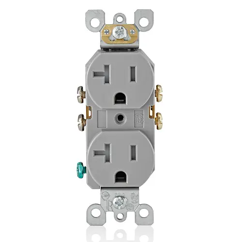[T5820-GY] Leviton 20 Amp Duplex Tamper-Resistant Outlet/Receptacle, Grounding, Gray