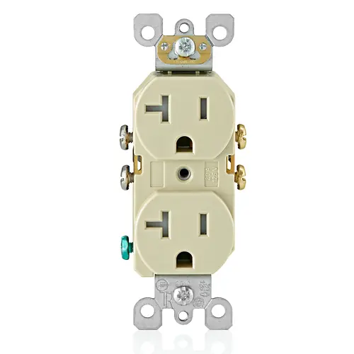 Leviton 20 Amp Duplex Tamper-Resistant Outlet/Receptacle, Grounding, Ivory