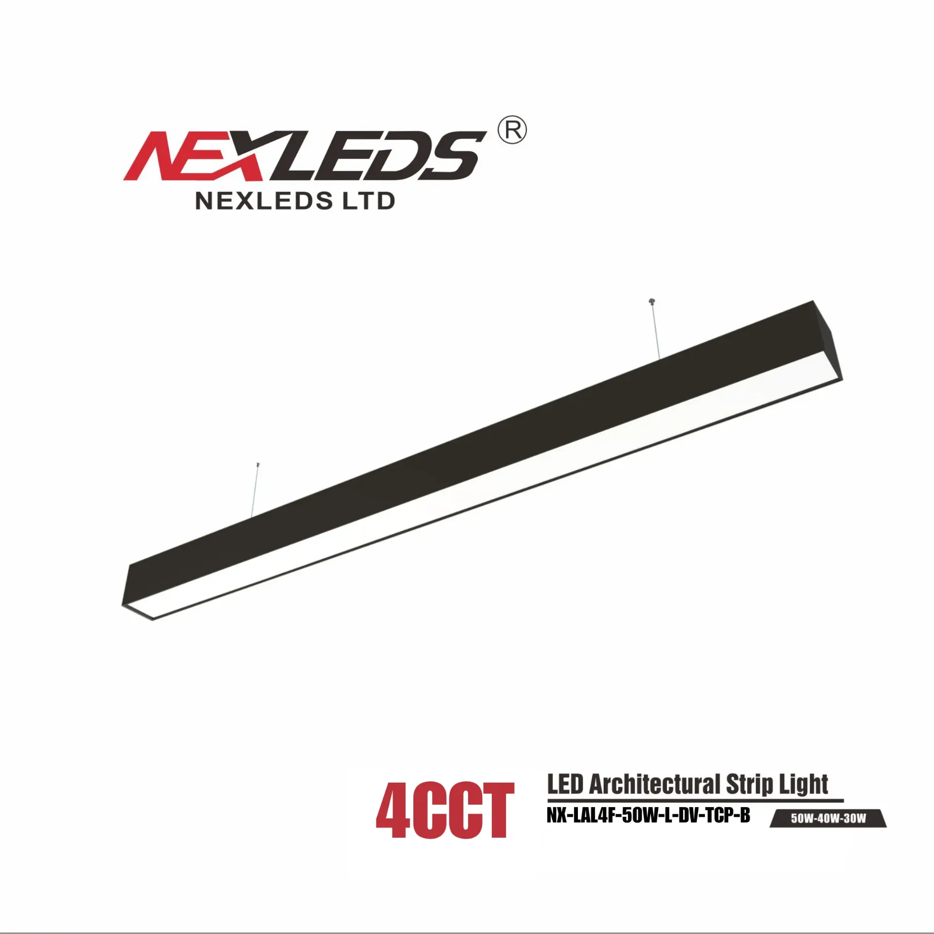 [NX-LAL4F-50W-L-DV-TCP-B] Nexleds 4' LED Architectural Linear Light Wattage and CCT Selectable (Black)