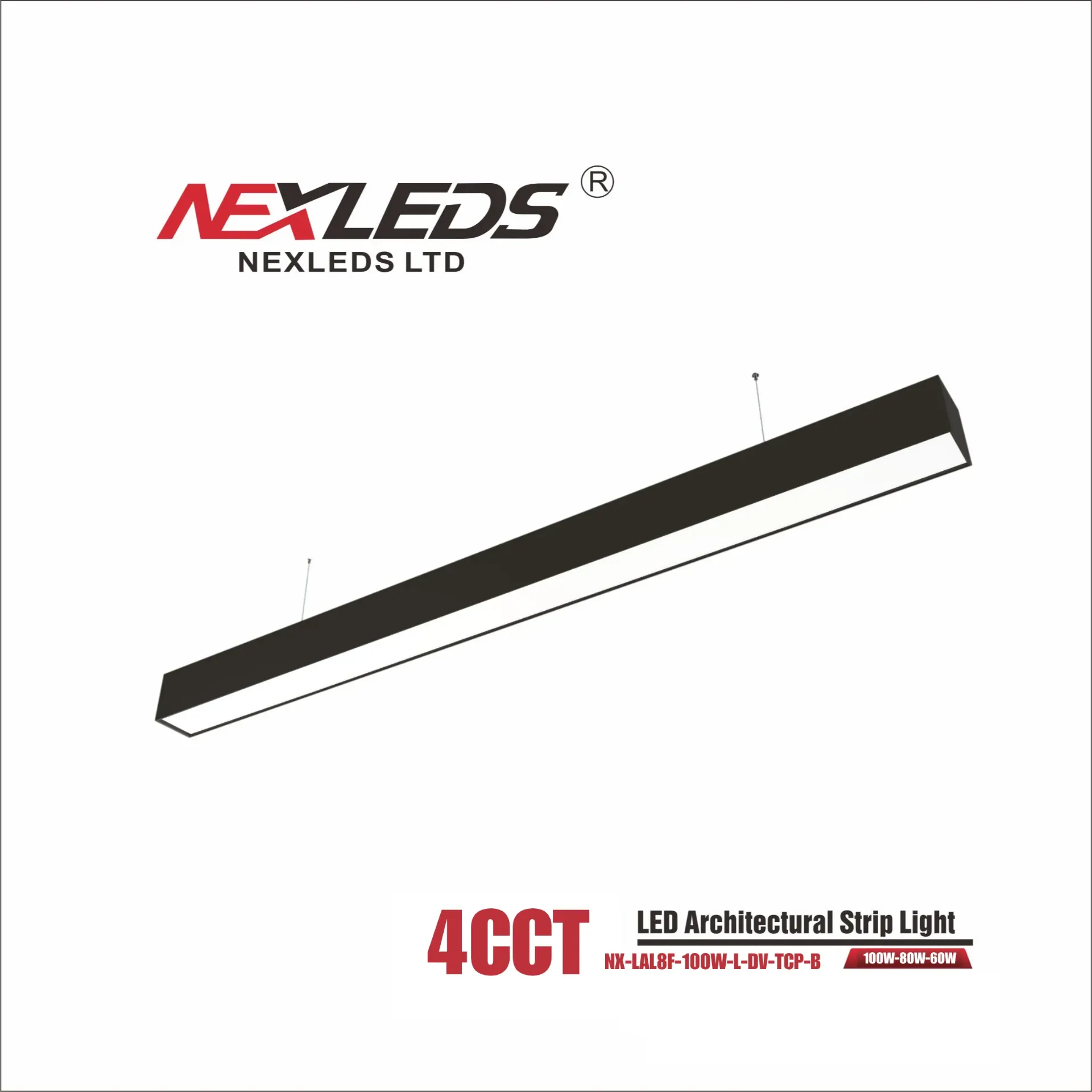 [NX-LAL8F-70W-L-DV-TCP-B] Nexleds 8' LED Architectural Linear Light Wattage and CCT Selectable (Black)