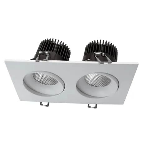 3.5" Dual Head Recessed LED Gimbal Downlight, 24W, 5CCT, CRI>90 (Black)