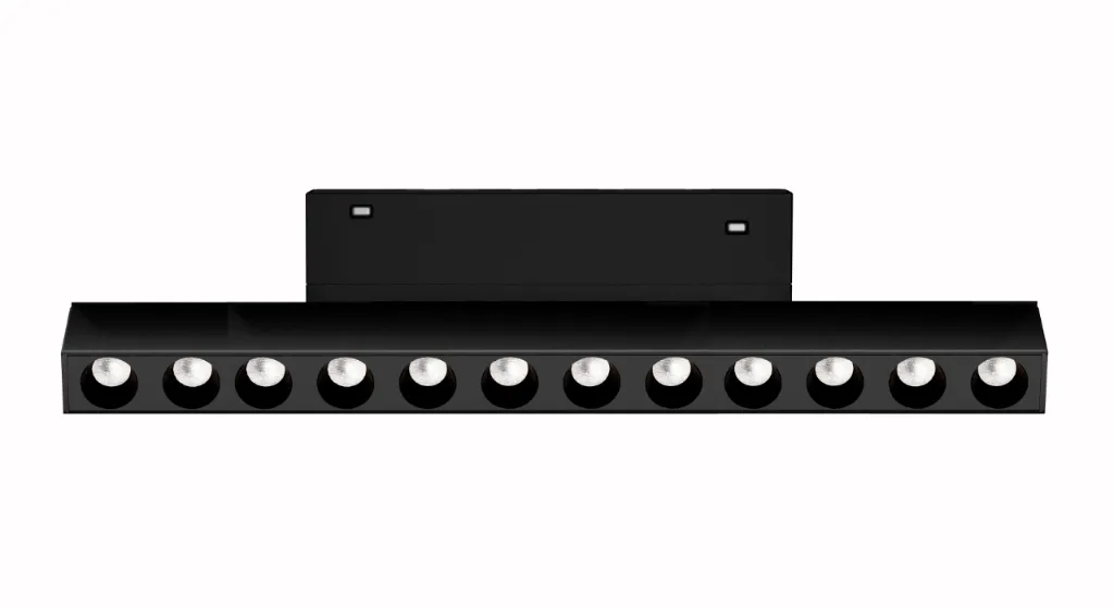 24V Magnetic Track 12W Folding Grille Light 3000K Aluminum Black Finish