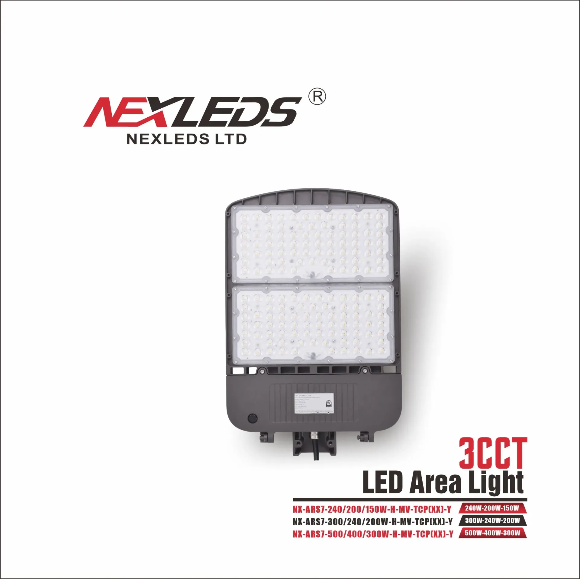 Nexleds LED Area Light - 300W/240W/200W, 3CCT (NX-ARS7-300/240/ 200W-H-MV-TXP(XX)-y)