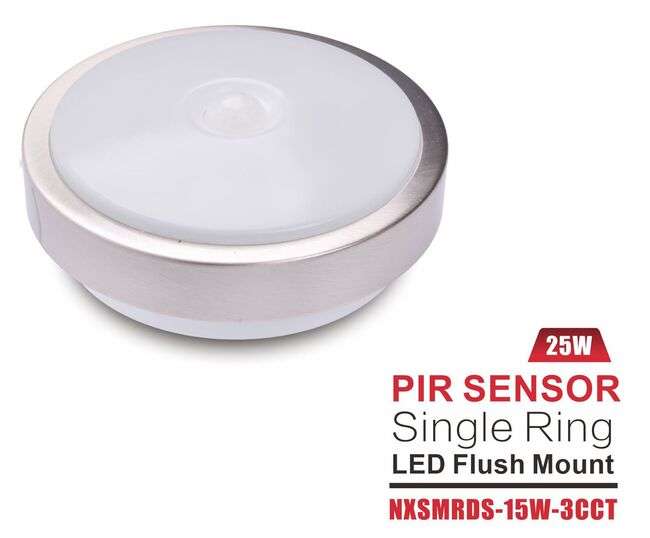 Nexleds PIR Sensor Single Ring LED Flush Mount - 15W, 3CCT (NX-SMRDS-15W-3CCT)