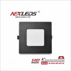 [NX-4ES04-9W-5CCT-SB] Nexleds 4" Square Slim Panel Downlight WetLocation (black) - 9W, 5CCT (NX-4ES04-9W-5CCT-SB)