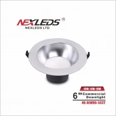 [NX-DLWR6-5CCT] Nexleds 6 inch Commercial Downlight - 5CCT - 10W/14W/19W - 120VAC -Silver Finish