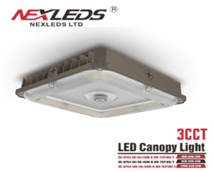 Nexleds LED Canopy Light - 40W/60W/80W, 3CCT (NX-GPS4-80/60/40W-H-MV-TCP)
