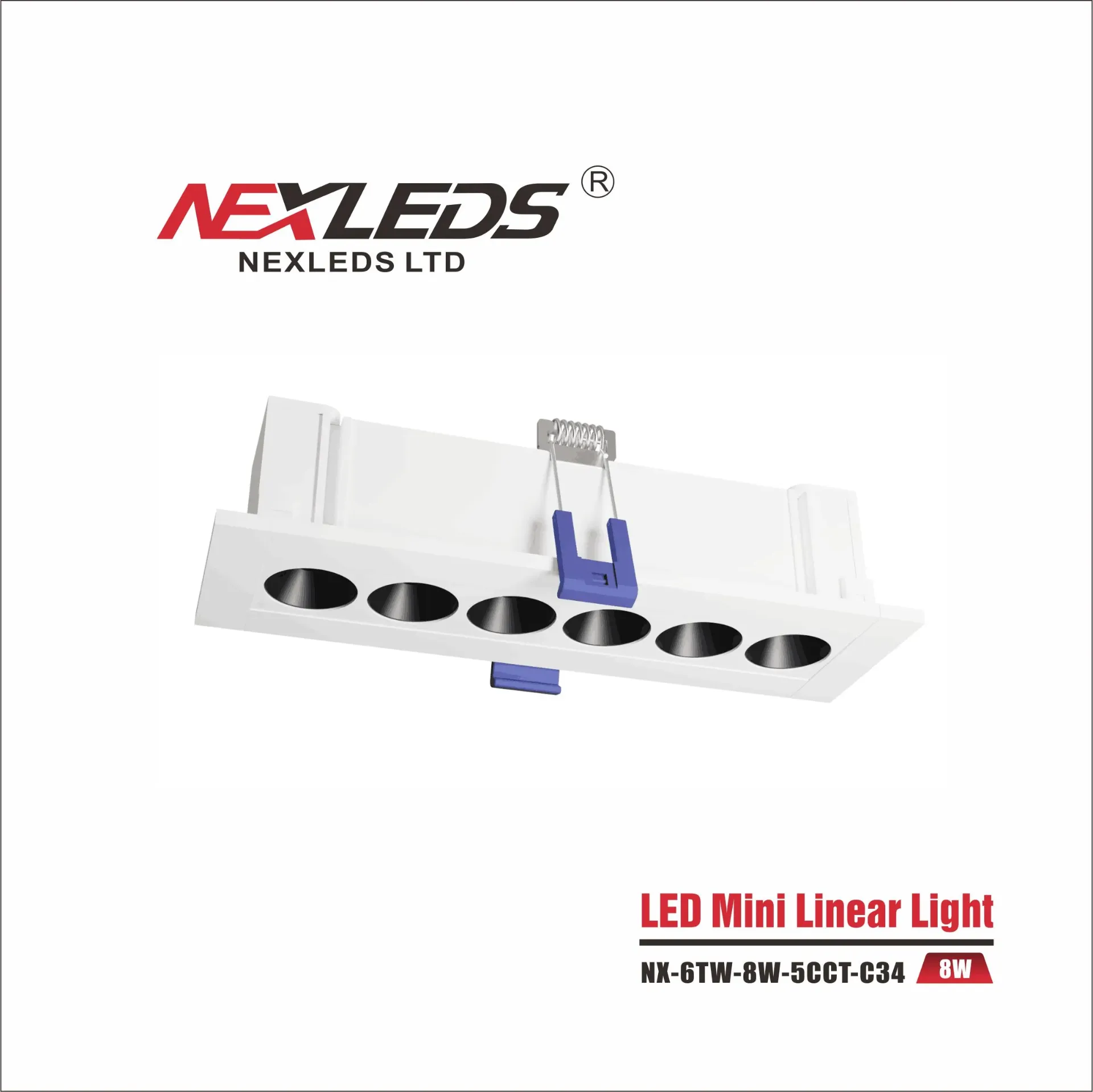 [NX-6TW-8W-5CCT-C34] Nexleds - LED Mini Linear Light - 5CCT Adjustable - 8W - 120VAC - 500LM - White Finish - NX-6TW-8W-5CCT-C34LED Downlights
