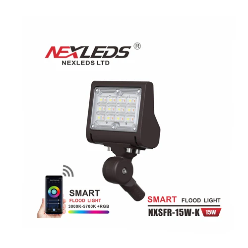 [NXSFR-15W-K] Nexleds NXSFR-15W-K, LED Smart Flood Light, 100-277VAC, 15W, 15000 Lumen, 3000K-5700K+RGB, Brown Color, Knuckle Mount