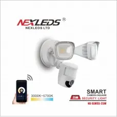 [NX-SLWSS-25W] Nexleds Smart Camera Square Security Light - 25W - 100-277VAC - 3000K~5700K - 2250lm-2500lm - White Finish Security Lighting