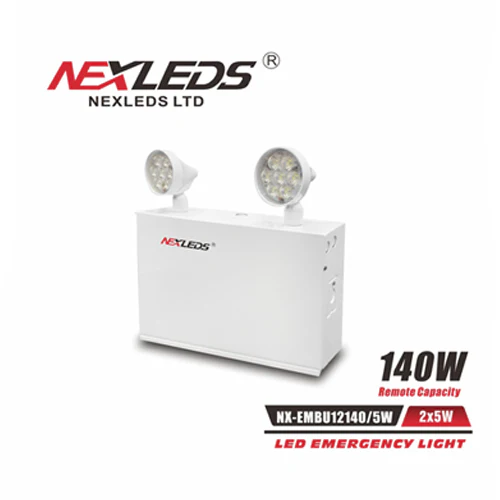 Nexleds NX-EMBU12275/5W, LED Emergency Light, 120-347VAC, 2×5W, 6500K, 469 Lumens, White, Lead Acid Battery 12V 7AH