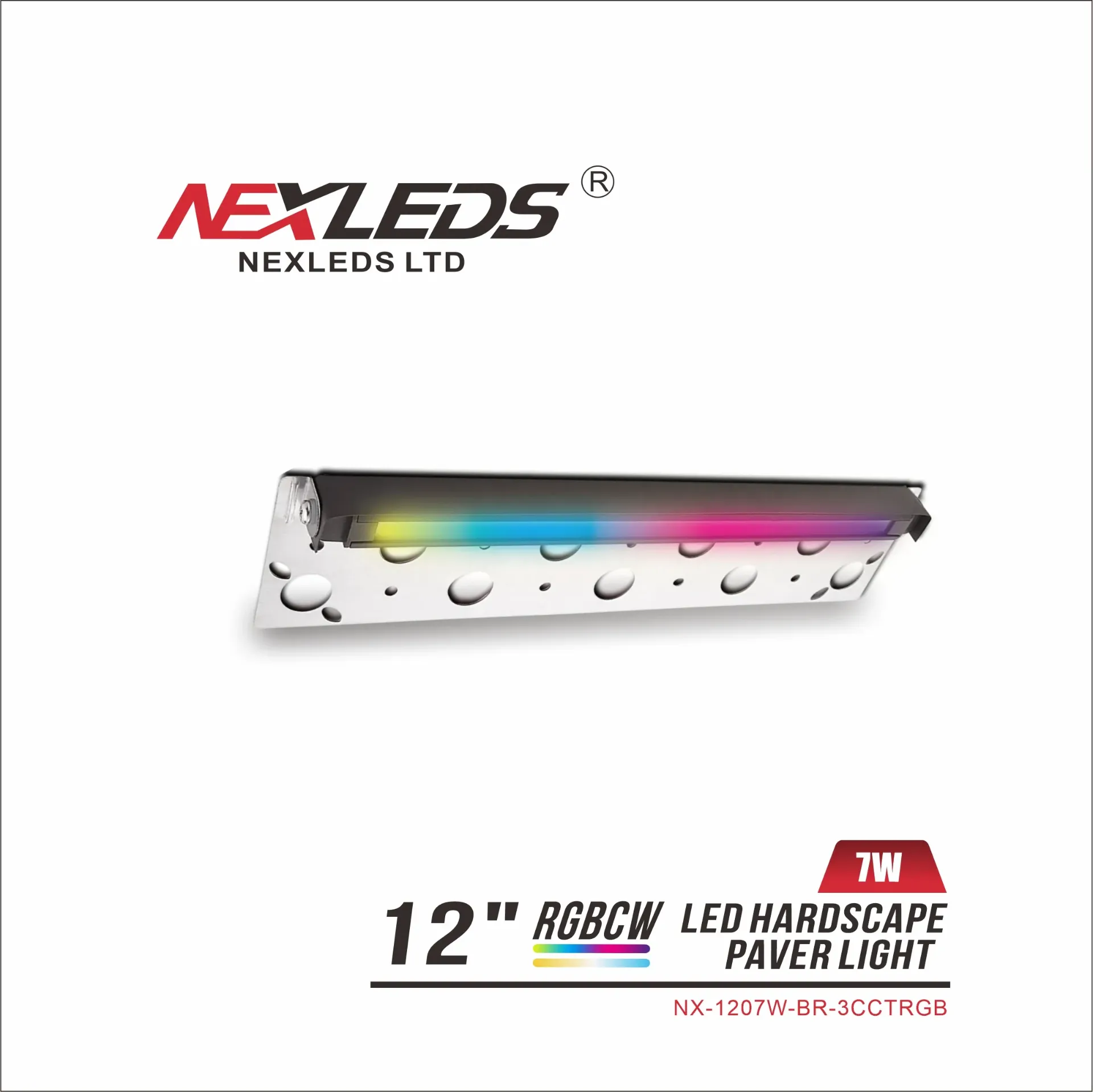 Nexleds RGBCW 12 INCH LED Hardscape Paver Light - 7W (NX1207W-BR-3CCTRGB)