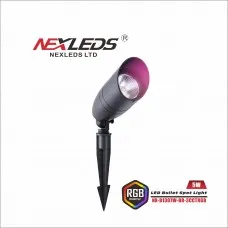 Nexleds - LED Bullet Spot Light - 5W - 12V-24VAC/DC - 3CCT Adjustable - RGB+CW - 450lm - Black FinishLANDSCAPE