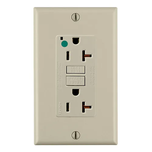[GFNT2-HGI] Leviton 20A-125V Extra-Heavy Duty Hospital Grade Non-Tamper-Resistant Duplex Self-Test GFCI Receptacle, GFNT2-HGI, Ivory
