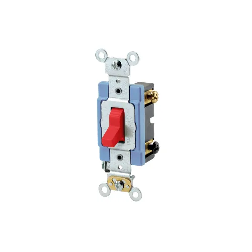 [1203-2R] LEVITON 1203-2R Industrial Grade Toggle Switch 3-Way 15 A, 120/277 VAC, Back and Side Wire