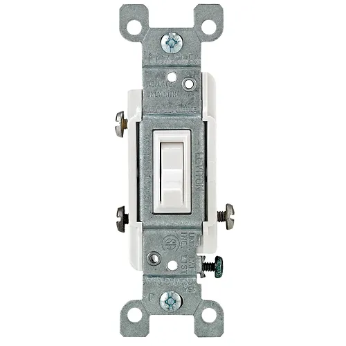 [2653-2W] Leviton Toggle 3-Way AC Quiet Switch15 Amp, 120 Volt, Residential Grade, 2653-2W, White