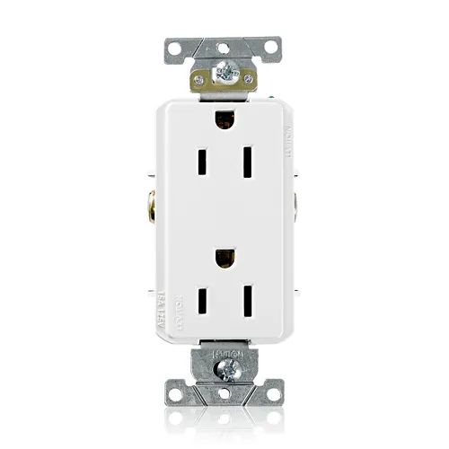 Leviton 15 Amp Decora Plus Duplex Receptacle/Outlet, Industrial Grade, Self-Grounding 16252-W