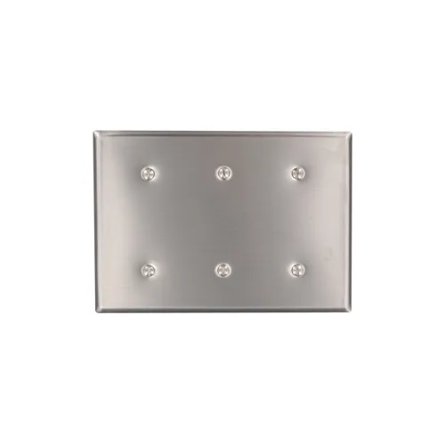 3-Gang Blank Device Wallplate, Standard Size, Non-Magnetic Stainless Steel