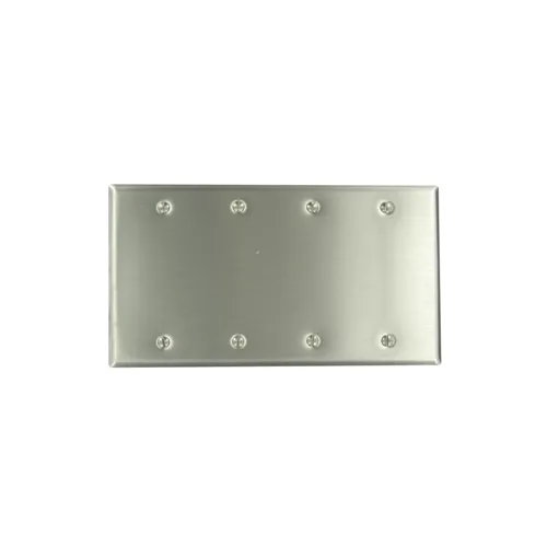 Leviton 4-Gang No Device Blank Wallplate, Standard Size, Box Mount, 84064-40, Stainless Steel