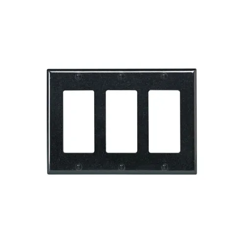 Leviton 3-Gang Decora/GFCI Device Wallplate, Standard Size, Thermoset, Black 80411-E