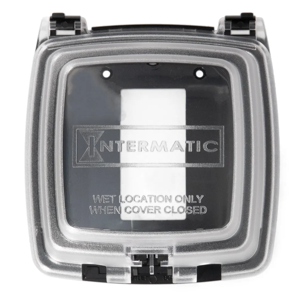 Intermatic 2 Gang or 1 Gang 3-1/8" Deep w/ 1 Gang Duplex and GFCI Inserts - Clear