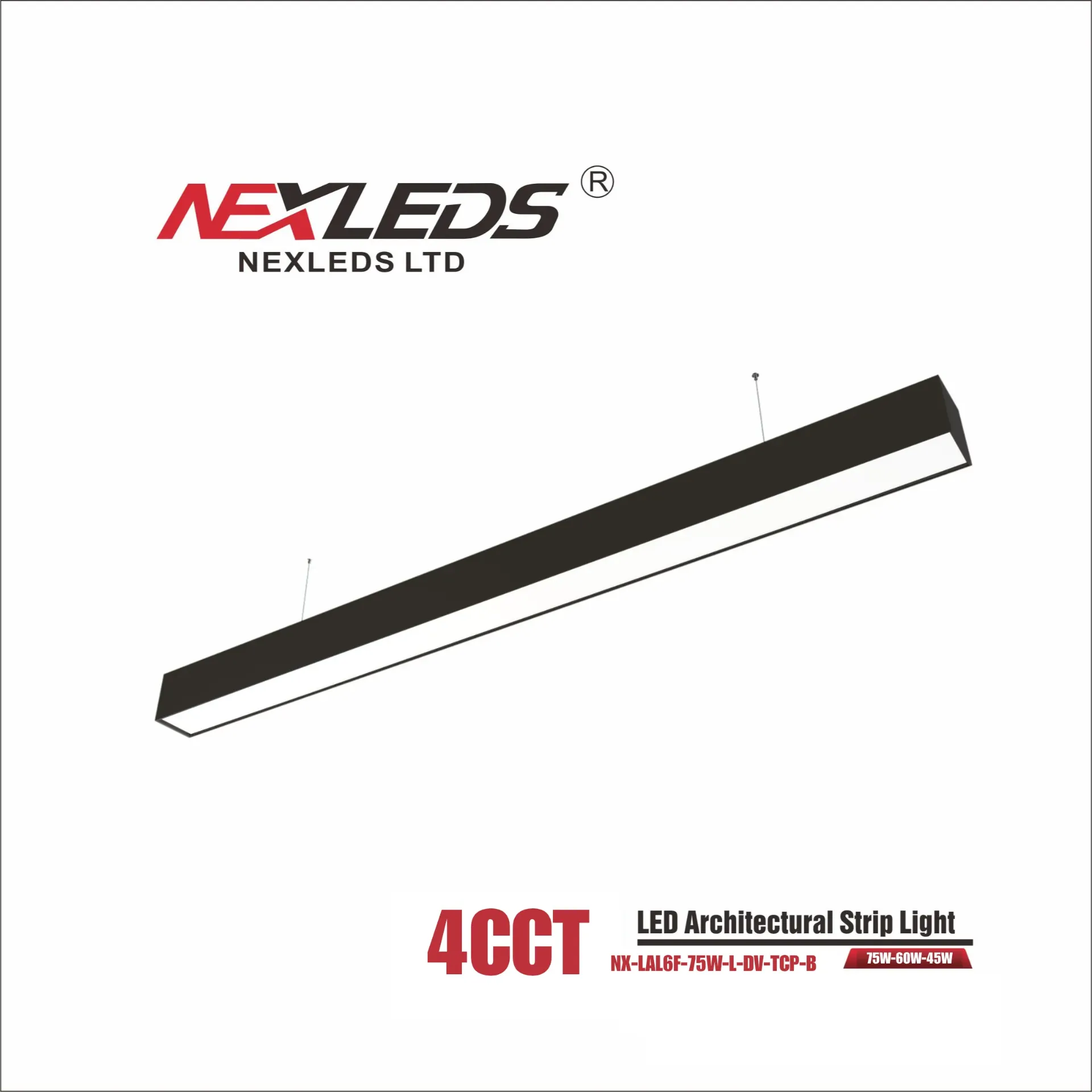 [NX-LAL6F-70W-L-DV-TCP-B] Nexleds 6' LED Architectural Linear Light Wattage and CCT Selectable (Black)