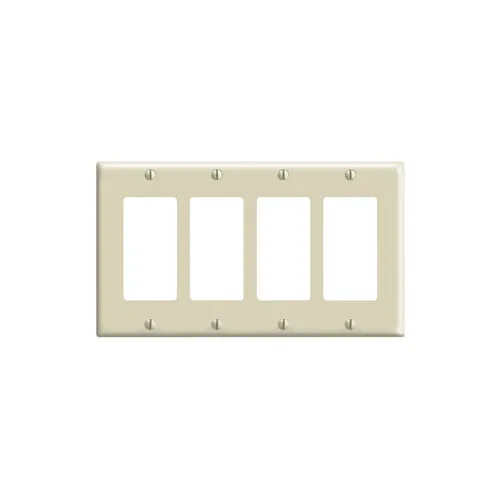 Leviton 4-Gang Decora/GFCI Device Wall plate, Standard Size, Thermoset, Ivory 80412-I