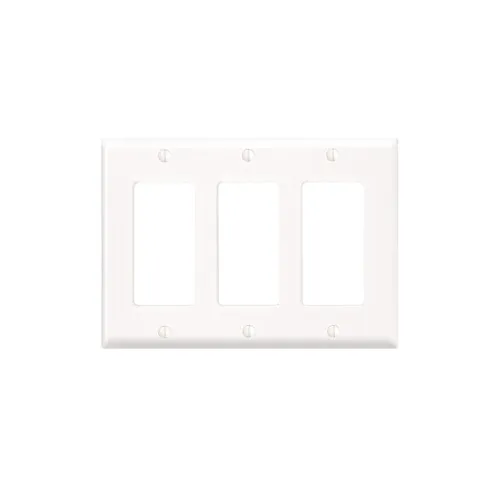 Leviton 3-Gang Decora/GFCI Device Wallplate, Size, Thermoplastic Nylon, White 80411-NW
