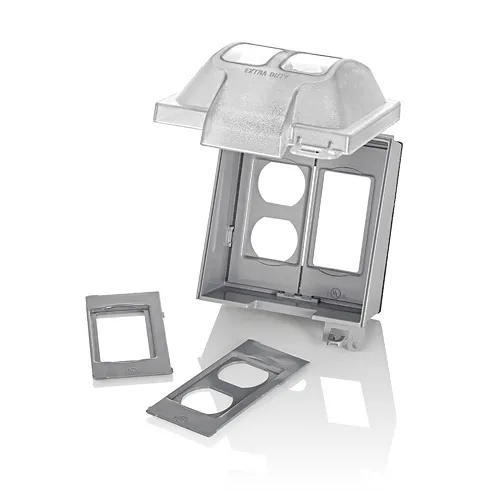 Leviton 2-Gang Extra Duty Weather-Resistant While-In-Use Cover for Outlet/Receptacle/GFCI/Decora, Vertical, Clear 5982-UCL