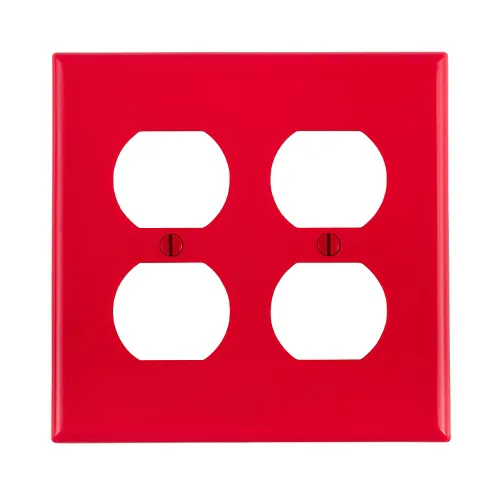 Leviton 2-Gang Duplex Device Receptacle Wallplate, 80716-R, Red