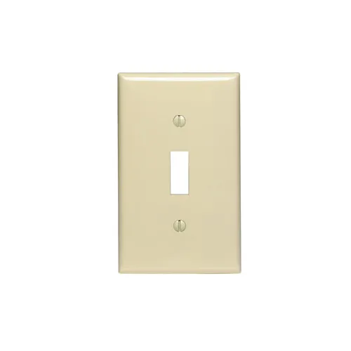 Leviton 1-Gang Toggle Switch Wallplate, Standard Size, Thermoplastic Nylon, Ivory 80701-I
