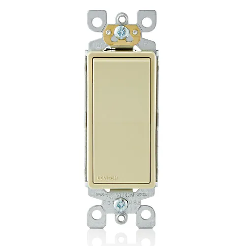 Leviton 15 Amp Decora Single-Pole Switch, Self-Grounding, Ivory 5601-P2I